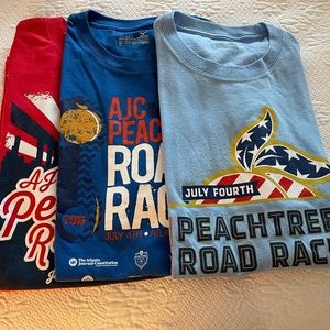 Mizuno 3 AJC Peachtree Road Race Shirts, Years 2015, 2016, 2017, Never Worn